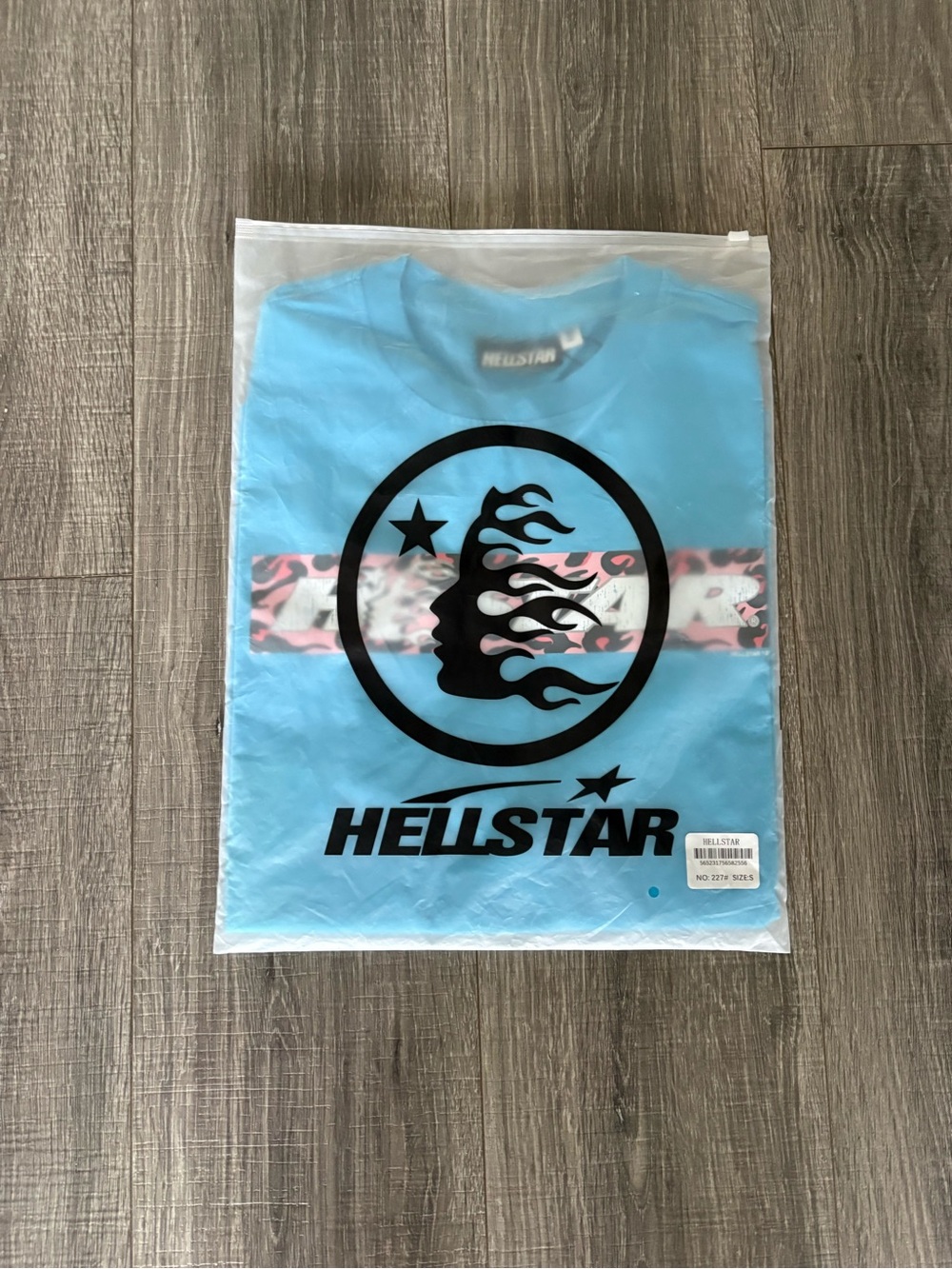 Hellstar Men's Short Sleeve Tee in Sky Blue with Graphic Logo